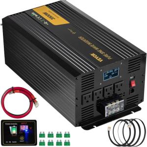 image:imageVEVOR 3000W Pure Sine Wave Inverter DC 12V to AC 120V Power Inverter for Truck RV OffGrid Car Inverters with 4 AC 2 USB TypeC Port LCD Display and Remote Controller for Large Home Appliances3500W