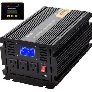 image:imageVEVOR Power Inverter 2000W Modified Sine Wave Inverter DC 12V to AC 120V Car Converter with LCD Display Remote Controller LED Indicator AC Outlets Inverter for Truck RV Car Boat Travel Camping2500W