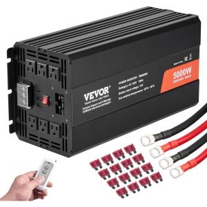 image:imageVEVOR Power Inverter 2000W Modified Sine Wave Inverter DC 12V to AC 120V Car Converter with LCD Display Remote Controller LED Indicator AC Outlets Inverter for Truck RV Car Boat Travel Camping5000 Watt