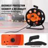 image:imageVEVOR 100 FT Retractable Extension Cord Reel with 4 Outlets amp Heavy Duty 14AWG SJTOW Power Cord Cable Portable Handle and Safety Overload Circuit Breaker for Outdoor Indoor Toolshed Garage Use14AWG