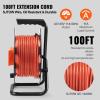 image:imageVEVOR 100 FT Retractable Extension Cord Reel with 4 Outlets amp Heavy Duty 14AWG SJTOW Power Cord Cable Portable Handle and Safety Overload Circuit Breaker for Outdoor Indoor Toolshed Garage Use14AWG