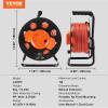 image:imageVEVOR 100 FT Retractable Extension Cord Reel with 4 Outlets amp Heavy Duty 14AWG SJTOW Power Cord Cable Portable Handle and Safety Overload Circuit Breaker for Outdoor Indoor Toolshed Garage Use14AWG