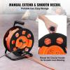 image:imageVEVOR 100 FT Retractable Extension Cord Reel with 4 Outlets amp Heavy Duty 14AWG SJTOW Power Cord Cable Portable Handle and Safety Overload Circuit Breaker for Outdoor Indoor Toolshed Garage Use14AWG