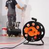 image:imageVEVOR 100 FT Retractable Extension Cord Reel with 4 Outlets amp Heavy Duty 14AWG SJTOW Power Cord Cable Portable Handle and Safety Overload Circuit Breaker for Outdoor Indoor Toolshed Garage Use14AWG