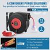 image:imageVEVOR Retractable Extension Cord Reel 30 FT Heavy Duty 16AWG3C SJTOW Retractable Power Cord Reel with Lighted Triple Tap Outlet 10 Amp Circuit Breaker 45FT Leadin Cord for Ceiling or Wall MountRed
