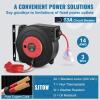image:imageVEVOR Retractable Extension Cord Reel 30 FT Heavy Duty 16AWG3C SJTOW Retractable Power Cord Reel with Lighted Triple Tap Outlet 10 Amp Circuit Breaker 45FT Leadin Cord for Ceiling or Wall MountRed