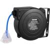 image:imageVEVOR Retractable Extension Cord Reel 30 FT Heavy Duty 16AWG3C SJTOW Retractable Power Cord Reel with Lighted Triple Tap Outlet 10 Amp Circuit Breaker 45FT Leadin Cord for Ceiling or Wall MountBlue
