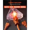 image:imageVEVOR Retractable Extension Cord Reel 30 FT Heavy Duty 16AWG3C SJTOW Retractable Power Cord Reel with Lighted Triple Tap Outlet 10 Amp Circuit Breaker 45FT Leadin Cord for Ceiling or Wall MountBlack  Orange
