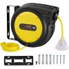 image:imageVEVOR Retractable Extension Cord Reel 30 FT Heavy Duty 16AWG3C SJTOW Retractable Power Cord Reel with Lighted Triple Tap Outlet 10 Amp Circuit Breaker 45FT Leadin Cord for Ceiling or Wall MountYellow