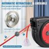 image:imageVEVOR Retractable Extension Cord Reel 30 FT Heavy Duty 16AWG3C SJTOW Retractable Power Cord Reel with Lighted Triple Tap Outlet 10 Amp Circuit Breaker 45FT Leadin Cord for Ceiling or Wall MountRed