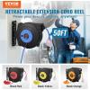 image:imageVEVOR Retractable Extension Cord Reel 30 FT Heavy Duty 16AWG3C SJTOW Retractable Power Cord Reel with Lighted Triple Tap Outlet 10 Amp Circuit Breaker 45FT Leadin Cord for Ceiling or Wall MountBlue