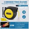 image:imageVEVOR Retractable Extension Cord Reel 30 FT Heavy Duty 16AWG3C SJTOW Retractable Power Cord Reel with Lighted Triple Tap Outlet 10 Amp Circuit Breaker 45FT Leadin Cord for Ceiling or Wall MountYellow