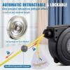image:imageVEVOR Retractable Extension Cord Reel 30 FT Heavy Duty 16AWG3C SJTOW Retractable Power Cord Reel with Lighted Triple Tap Outlet 10 Amp Circuit Breaker 45FT Leadin Cord for Ceiling or Wall MountYellow