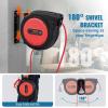 image:imageVEVOR Retractable Extension Cord Reel 30 FT Heavy Duty 16AWG3C SJTOW Retractable Power Cord Reel with Lighted Triple Tap Outlet 10 Amp Circuit Breaker 45FT Leadin Cord for Ceiling or Wall MountRed