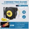 image:imageVEVOR Retractable Extension Cord Reel 30 FT Heavy Duty 16AWG3C SJTOW Retractable Power Cord Reel with Lighted Triple Tap Outlet 10 Amp Circuit Breaker 45FT Leadin Cord for Ceiling or Wall MountYellow