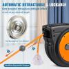 image:imageVEVOR Retractable Extension Cord Reel 30 FT Heavy Duty 16AWG3C SJTOW Retractable Power Cord Reel with Lighted Triple Tap Outlet 10 Amp Circuit Breaker 45FT Leadin Cord for Ceiling or Wall MountOrange
