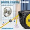 image:imageVEVOR Retractable Extension Cord Reel 30 FT Heavy Duty 16AWG3C SJTOW Retractable Power Cord Reel with Lighted Triple Tap Outlet 10 Amp Circuit Breaker 45FT Leadin Cord for Ceiling or Wall MountYellow