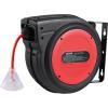 image:imageVEVOR Retractable Extension Cord Reel 30 FT Heavy Duty 16AWG3C SJTOW Retractable Power Cord Reel with Lighted Triple Tap Outlet 10 Amp Circuit Breaker 45FT Leadin Cord for Ceiling or Wall MountRed