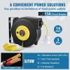 image:imageVEVOR Retractable Extension Cord Reel 30 FT Heavy Duty 16AWG3C SJTOW Retractable Power Cord Reel with Lighted Triple Tap Outlet 10 Amp Circuit Breaker 45FT Leadin Cord for Ceiling or Wall MountYellow