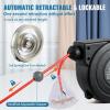image:imageVEVOR Retractable Extension Cord Reel 30 FT Heavy Duty 16AWG3C SJTOW Retractable Power Cord Reel with Lighted Triple Tap Outlet 10 Amp Circuit Breaker 45FT Leadin Cord for Ceiling or Wall MountRed