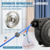 image:imageVEVOR Retractable Extension Cord Reel 30 FT Heavy Duty 16AWG3C SJTOW Retractable Power Cord Reel with Lighted Triple Tap Outlet 10 Amp Circuit Breaker 45FT Leadin Cord for Ceiling or Wall MountBlue