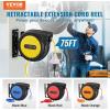 image:imageVEVOR Retractable Extension Cord Reel 30 FT Heavy Duty 16AWG3C SJTOW Retractable Power Cord Reel with Lighted Triple Tap Outlet 10 Amp Circuit Breaker 45FT Leadin Cord for Ceiling or Wall MountYellow