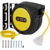 image:imageVEVOR Retractable Extension Cord Reel 30 FT Heavy Duty 16AWG3C SJTOW Retractable Power Cord Reel with Lighted Triple Tap Outlet 10 Amp Circuit Breaker 45FT Leadin Cord for Ceiling or Wall MountYellow