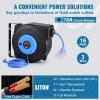 image:imageVEVOR Retractable Extension Cord Reel 30 FT Heavy Duty 16AWG3C SJTOW Retractable Power Cord Reel with Lighted Triple Tap Outlet 10 Amp Circuit Breaker 45FT Leadin Cord for Ceiling or Wall MountBlue