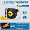 image:imageVEVOR Retractable Extension Cord Reel 30 FT Heavy Duty 16AWG3C SJTOW Retractable Power Cord Reel with Lighted Triple Tap Outlet 10 Amp Circuit Breaker 45FT Leadin Cord for Ceiling or Wall MountYellow