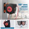 image:imageVEVOR Retractable Extension Cord Reel 30 FT Heavy Duty 16AWG3C SJTOW Retractable Power Cord Reel with Lighted Triple Tap Outlet 10 Amp Circuit Breaker 45FT Leadin Cord for Ceiling or Wall MountRed