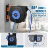 image:imageVEVOR Retractable Extension Cord Reel 30 FT Heavy Duty 16AWG3C SJTOW Retractable Power Cord Reel with Lighted Triple Tap Outlet 10 Amp Circuit Breaker 45FT Leadin Cord for Ceiling or Wall MountBlue