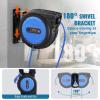 image:imageVEVOR Retractable Extension Cord Reel 30 FT Heavy Duty 16AWG3C SJTOW Retractable Power Cord Reel with Lighted Triple Tap Outlet 10 Amp Circuit Breaker 45FT Leadin Cord for Ceiling or Wall MountBlue