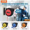 image:imageVEVOR Retractable Extension Cord Reel 30 FT Heavy Duty 16AWG3C SJTOW Retractable Power Cord Reel with Lighted Triple Tap Outlet 10 Amp Circuit Breaker 45FT Leadin Cord for Ceiling or Wall MountRed