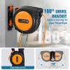 image:imageVEVOR Retractable Extension Cord Reel 30 FT Heavy Duty 16AWG3C SJTOW Retractable Power Cord Reel with Lighted Triple Tap Outlet 10 Amp Circuit Breaker 45FT Leadin Cord for Ceiling or Wall MountOrange