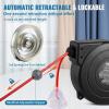 image:imageVEVOR Retractable Extension Cord Reel 30 FT Heavy Duty 16AWG3C SJTOW Retractable Power Cord Reel with Lighted Triple Tap Outlet 10 Amp Circuit Breaker 45FT Leadin Cord for Ceiling or Wall MountRed