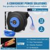 image:imageVEVOR Retractable Extension Cord Reel 30 FT Heavy Duty 16AWG3C SJTOW Retractable Power Cord Reel with Lighted Triple Tap Outlet 10 Amp Circuit Breaker 45FT Leadin Cord for Ceiling or Wall MountBlue