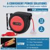 image:imageVEVOR Retractable Extension Cord Reel 30 FT Heavy Duty 16AWG3C SJTOW Retractable Power Cord Reel with Lighted Triple Tap Outlet 10 Amp Circuit Breaker 45FT Leadin Cord for Ceiling or Wall MountRed