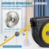 image:imageVEVOR Retractable Extension Cord Reel 30 FT Heavy Duty 16AWG3C SJTOW Retractable Power Cord Reel with Lighted Triple Tap Outlet 10 Amp Circuit Breaker 45FT Leadin Cord for Ceiling or Wall MountYellow
