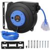 image:imageVEVOR Retractable Extension Cord Reel 30 FT Heavy Duty 16AWG3C SJTOW Retractable Power Cord Reel with Lighted Triple Tap Outlet 10 Amp Circuit Breaker 45FT Leadin Cord for Ceiling or Wall MountBlue