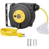 image:imageVEVOR Retractable Extension Cord Reel 30 FT Heavy Duty 16AWG3C SJTOW Retractable Power Cord Reel with Lighted Triple Tap Outlet 10 Amp Circuit Breaker 45FT Leadin Cord for Ceiling or Wall MountYellow