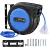 image:imageVEVOR Retractable Extension Cord Reel 30 FT Heavy Duty 16AWG3C SJTOW Retractable Power Cord Reel with Lighted Triple Tap Outlet 10 Amp Circuit Breaker 45FT Leadin Cord for Ceiling or Wall MountBlue