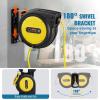 image:imageVEVOR Retractable Extension Cord Reel 30 FT Heavy Duty 16AWG3C SJTOW Retractable Power Cord Reel with Lighted Triple Tap Outlet 10 Amp Circuit Breaker 45FT Leadin Cord for Ceiling or Wall MountYellow