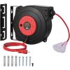 image:imageVEVOR Retractable Extension Cord Reel 30 FT Heavy Duty 16AWG3C SJTOW Retractable Power Cord Reel with Lighted Triple Tap Outlet 10 Amp Circuit Breaker 45FT Leadin Cord for Ceiling or Wall MountRed