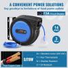 image:imageVEVOR Retractable Extension Cord Reel 30 FT Heavy Duty 16AWG3C SJTOW Retractable Power Cord Reel with Lighted Triple Tap Outlet 10 Amp Circuit Breaker 45FT Leadin Cord for Ceiling or Wall MountBlue