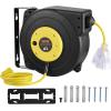 image:imageVEVOR Retractable Extension Cord Reel 30 FT Heavy Duty 16AWG3C SJTOW Retractable Power Cord Reel with Lighted Triple Tap Outlet 10 Amp Circuit Breaker 45FT Leadin Cord for Ceiling or Wall MountYellow