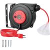 image:imageVEVOR Retractable Extension Cord Reel 30 FT Heavy Duty 16AWG3C SJTOW Retractable Power Cord Reel with Lighted Triple Tap Outlet 10 Amp Circuit Breaker 45FT Leadin Cord for Ceiling or Wall MountRed