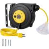 image:imageVEVOR Retractable Extension Cord Reel 30 FT Heavy Duty 16AWG3C SJTOW Retractable Power Cord Reel with Lighted Triple Tap Outlet 10 Amp Circuit Breaker 45FT Leadin Cord for Ceiling or Wall MountYellow