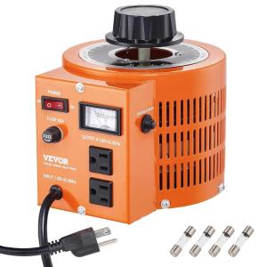 image:imageVEVOR Auto Variable Voltage Transformer 2000VA 153 Amp 110V Input 0130V Output AC Voltage Regulator with LCD Display 4 Extra Fuses Thermal Control SwitchPointer Dials