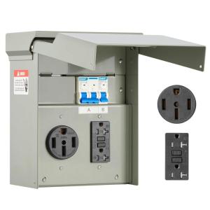 image:imageVEVOR 30 Amp RV Power Outlet Box 125250 Volt Enclosed Lockable Outdoor RV Receptacle Box NEMA TT30R Weatherproof Electrical Panel for RV Camper Trailer Motorhome Electric Car5020 Amp
