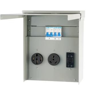 image:imageVEVOR 30 Amp RV Power Outlet Box 125250 Volt Enclosed Lockable Outdoor RV Receptacle Box NEMA TT30R Weatherproof Electrical Panel for RV Camper Trailer Motorhome Electric Car503020 Amp